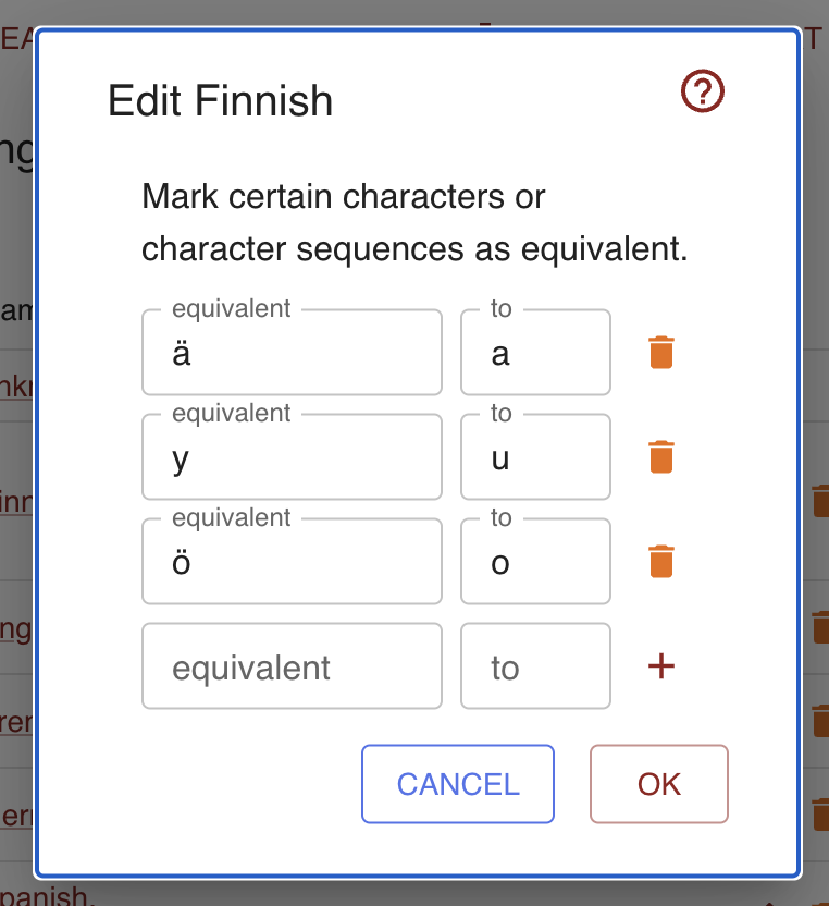 the equivalent characters editor