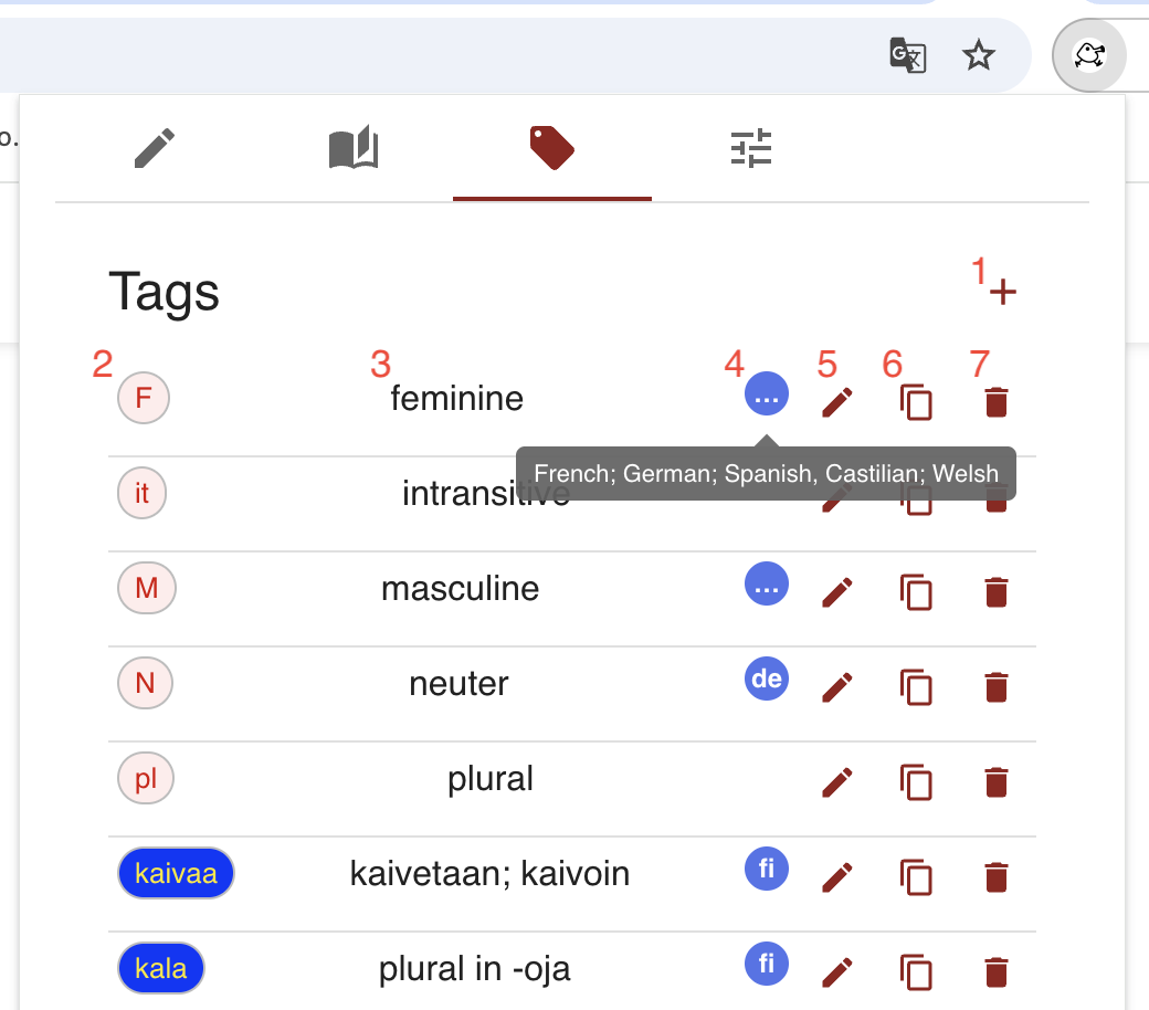 the tag tab